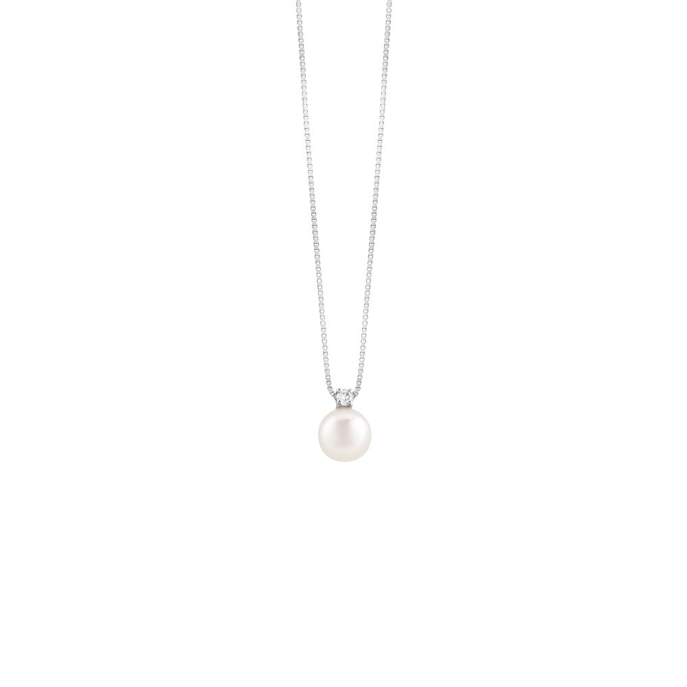 White gold necklace with diamond and white Japanese pearl LE PERLE SALVINI SALVINI 20048545_c - 1
