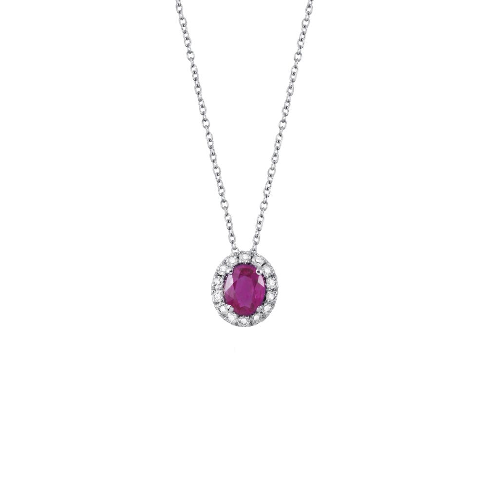 White gold necklace with diamonds and ruby DORA SALVINI 20057645 - 1
