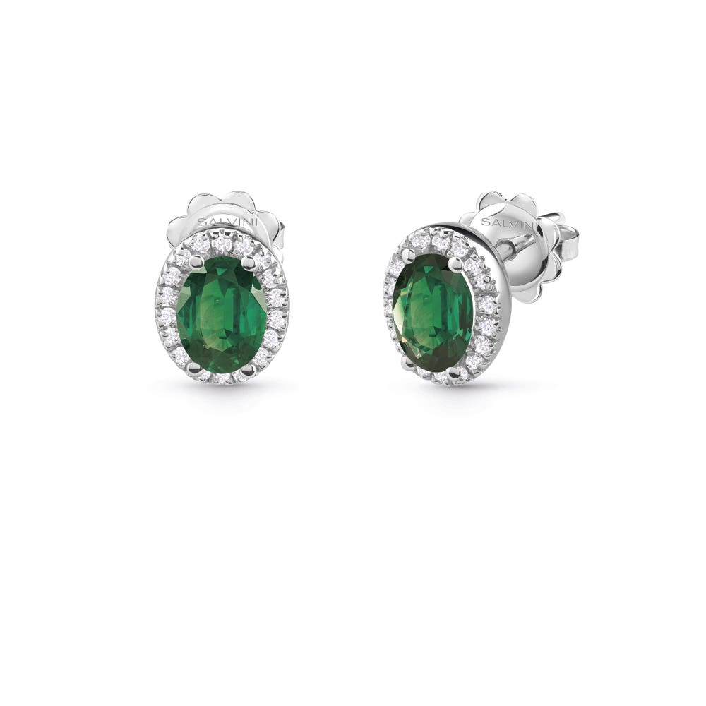 White gold earrings with diamonds and emeralds DORA SALVINI 20057651 - 1