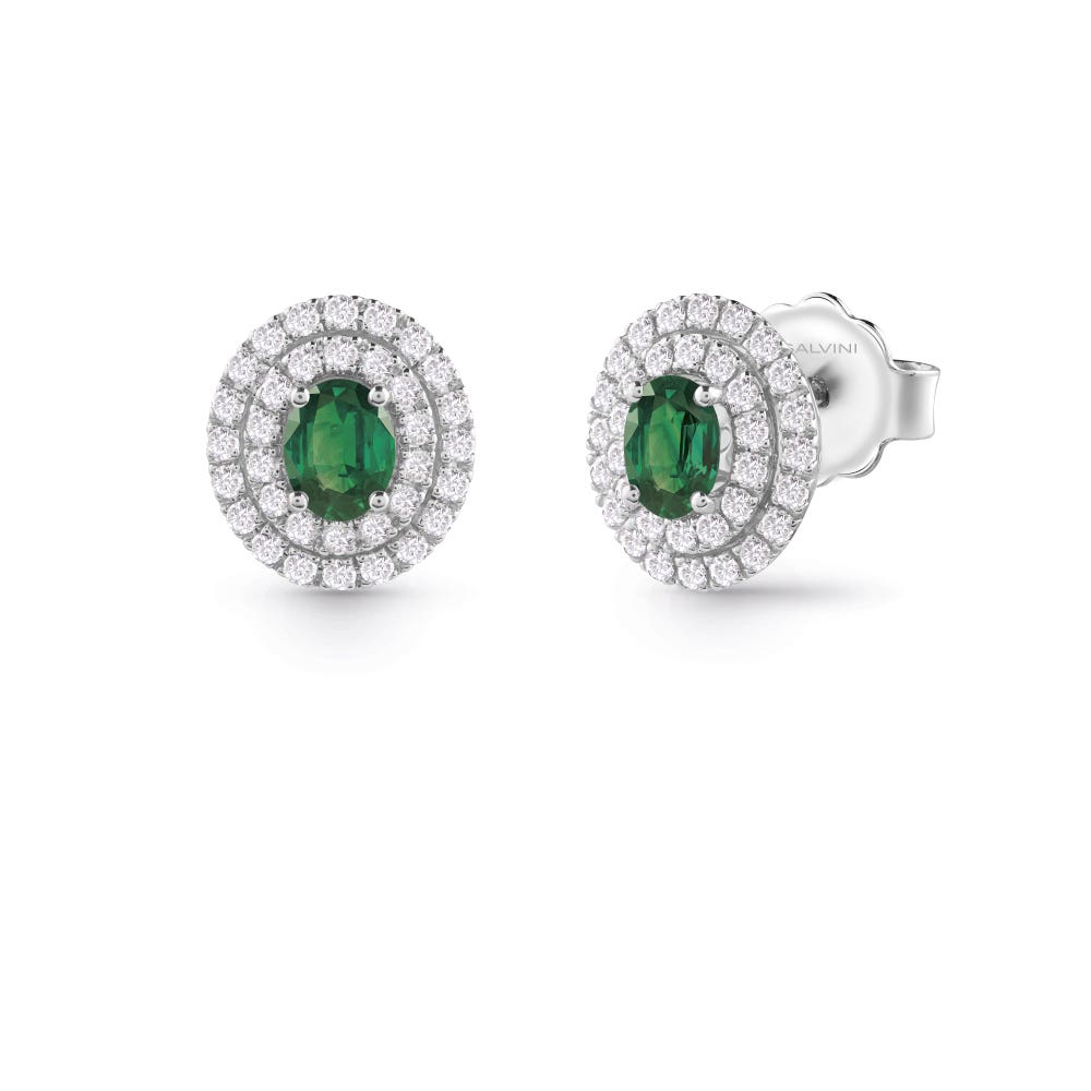 White gold earrings with diamonds and emeralds DORA SALVINI 20057689 - 1