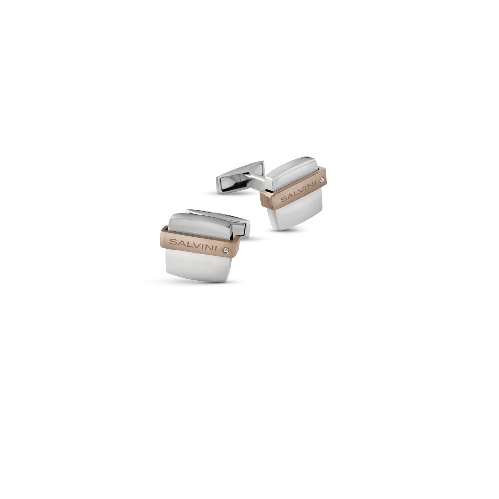 9 kt pink gold and silver cufflinks with diamonds JAZZ SALVINI 20069080 - 1