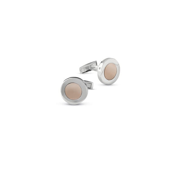 9 kt pink gold and silver cufflinks with diamonds 