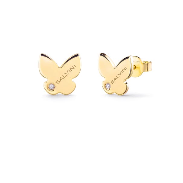 9 kt yellow gold earrings with diamonds 