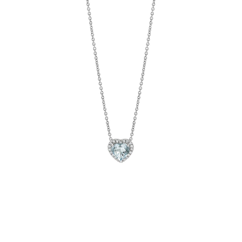 White gold necklace with diamonds and aquamarine SORRENTO SALVINI 20086516 - 1