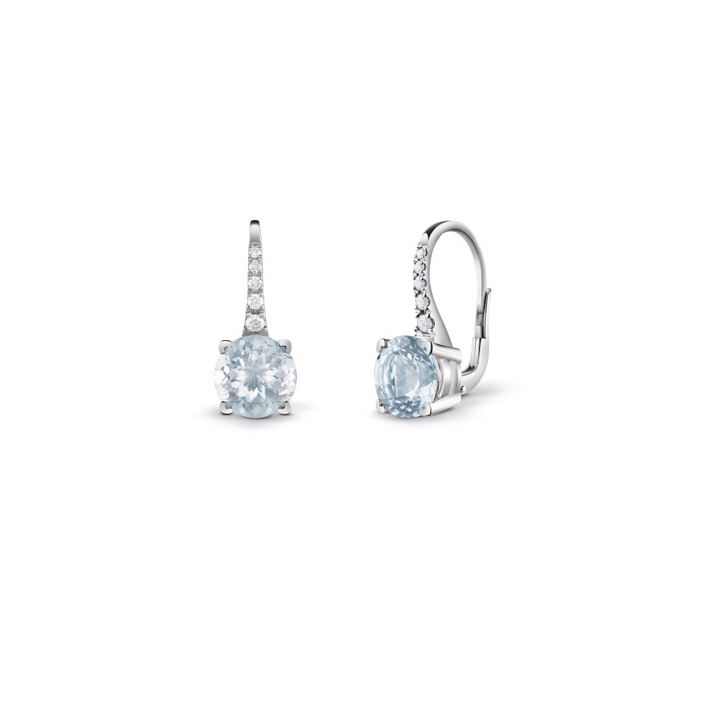 White gold earrings with diamonds and aquamarine BATTITO SALVINI 20092782 - 1