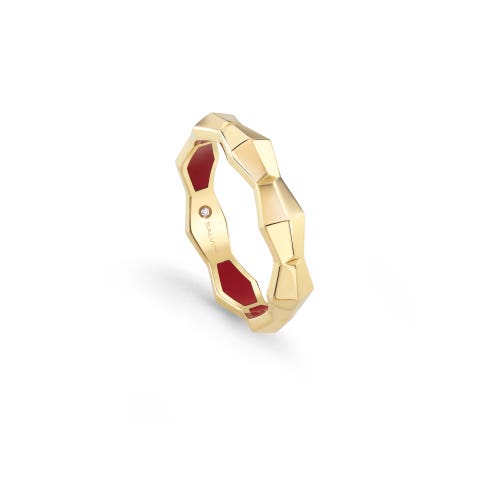 Yellow gold ring with red hybrid ceramic, 4.30 mm. EVA SALVINI 20094061_c - 1