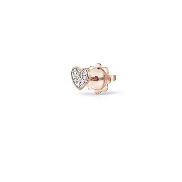 Pink gold single earring with diamonds 