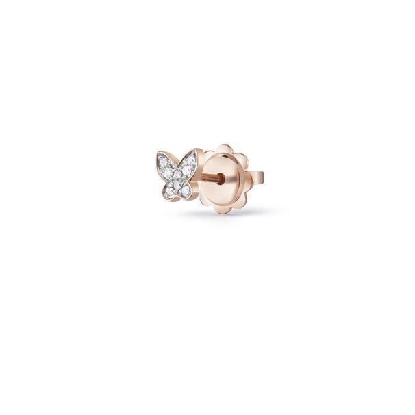 Pink gold single earring with diamonds 