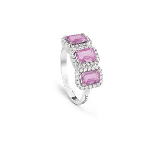 White gold ring with diamonds and pink sapphire SORRENTO SALVINI 20094287_c - 1