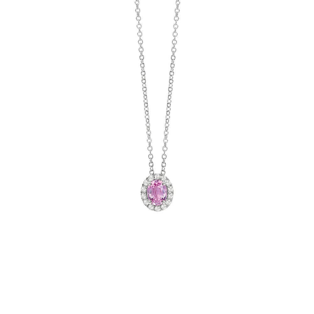 Collana in oro bianco con diamanti e zaffiro rosa DORA SALVINI 20100615 - 1